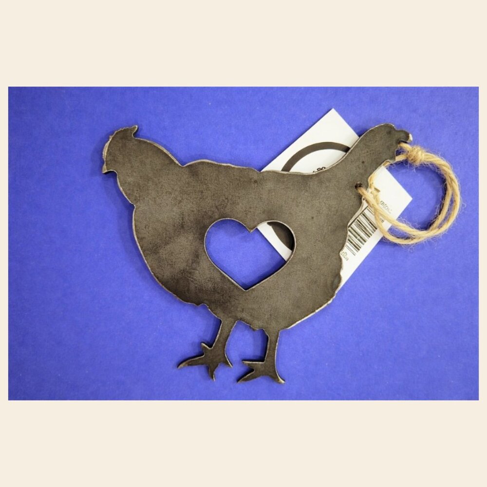 Rustic Metal Hen Ornament | Farmhouse Chicken Decor | Country Kitchen Accent